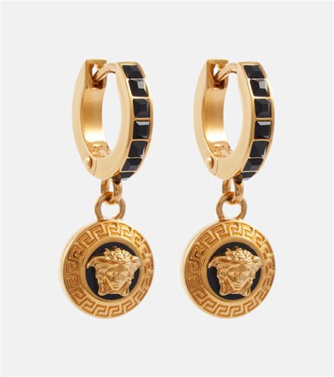 versace small enamel medusa earrings|versace medusa earrings large.